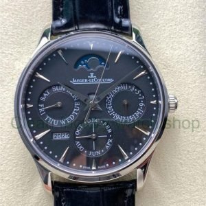 VR Factory Jaeger-LeCoultre Master Ultra Thin Perpetual Q1308470 39mm Steel Leather Strap Black Dial