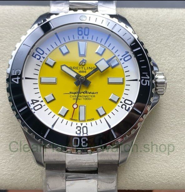 TF Factory Breitling Superocean A17375211I1A1 44mm Black Bezel Full Steel Yellow Dial 1 6395892b 61aa 4ebd 8668 60ae1992d7d2 Clean Factory Watch