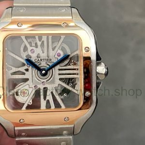 THB Factory Cartier Santos WHSA0012 39.8mm Full Steel Silver Roman Numerals Skeleton Dial