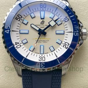 TF Factory Breitling Superocean A17375E71G1A1 44mm Blue Bezel Steel Blue Rubber Strap Silver Dial 18 b7ac1779 ee9f 4659 800c 983fd0e1b478 Clean Factory Watch
