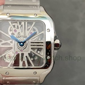 THB Factory Cartier Santos WHSA0015 39.8mm Full Steel Silver Roman Numerals Skeleton Dial