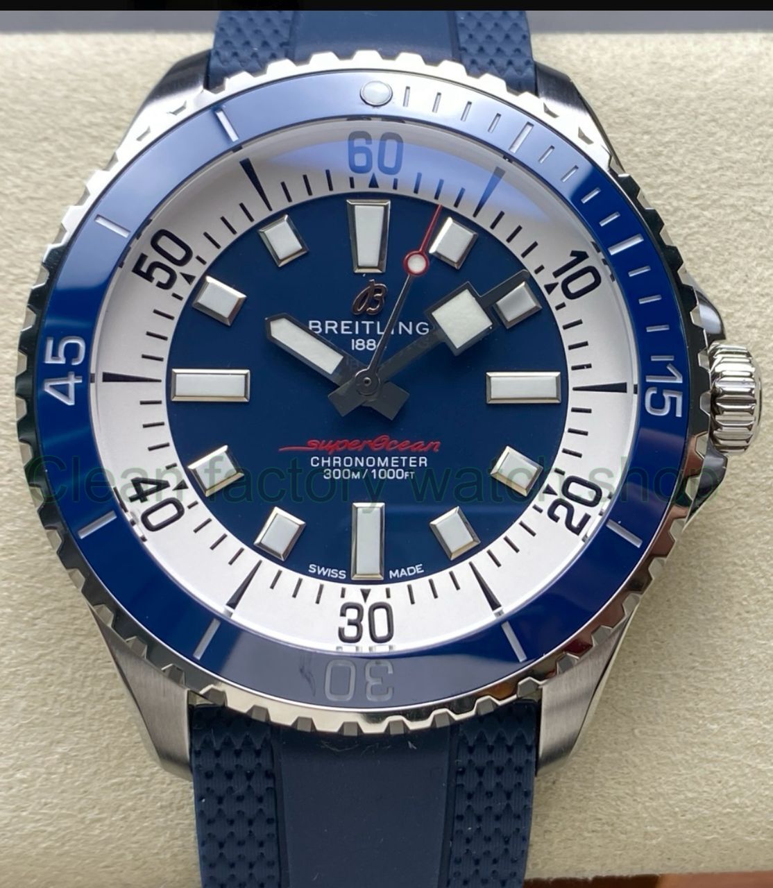 TF Factory Breitling Superocean A17376211B1A1 44mm Blue Bezel Steel Blue Rubber Strap Blue Dial 1 e55c97f8 177e 4c99 b514 0b76a148811b Clean Factory Watch