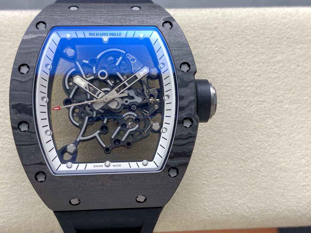 UOK Factory Richard Mille RM055 42.7mm Carbon Fiber Titanium Black Rubber Strap White Edge Skeletonized Dial 1 4696e634 bafb 494a addb ff4ba83732d8 Clean Factory Watch