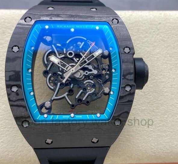 UOK Factory Richard Mille RM055 42.7mm Carbon Fiber Black Rubber Strap Blue Edge Skeletonized Dial 1 fb8e571d ed2a 4dfc bc66 3e9db422b0b7 Clean Factory Watch