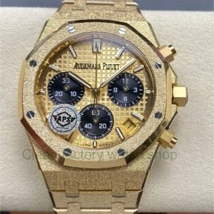 APS Factory Frosted Audemars Piguet Royal Oak Chronograph 26240BA.GG.1324BA.01 41mm Full Frosted Yellow Gold Black Eye Yellow Gold Dial 18 APS Factory Frosted Audemars Piguet Royal Oak Chronograph 26240BA.GG 11 Clean Factory Watch