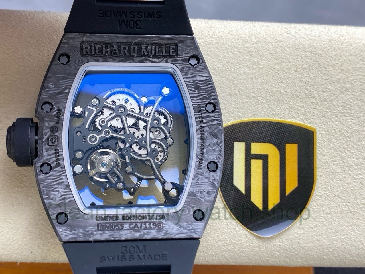 NEW Factory Richard Mille RM055 Abu Dhabi 42.7mm Carbon Fiber Black Rubber Strap Skeletonized Black Dia (4) NEW Factory Richard Mille RM055 Abu Dhabi 42.7mm Carbon Fiber Black Rubber Strap Skeletonized Black Dia (4)