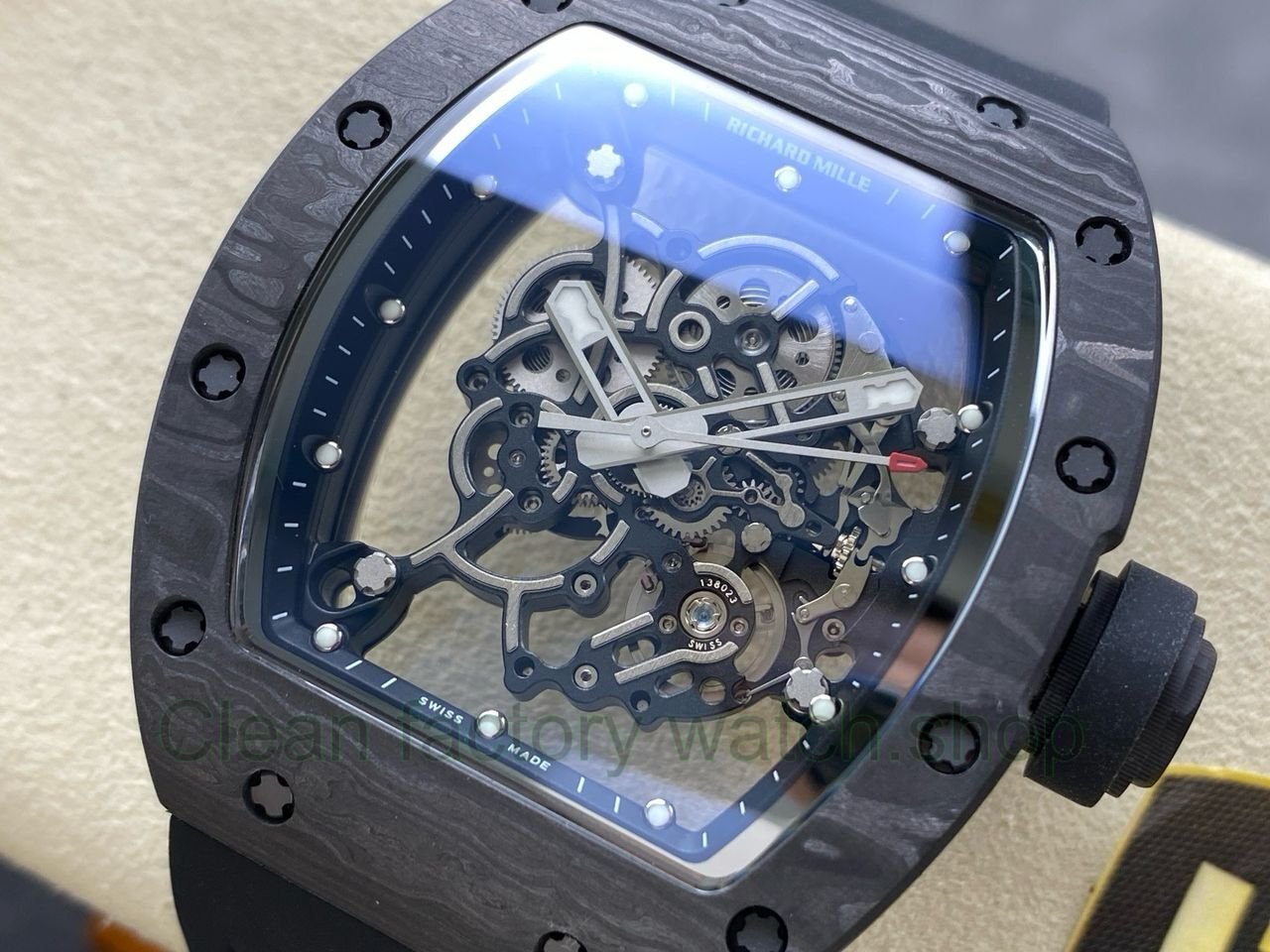 NEW Factory Richard Mille RM055 Abu Dhabi 42.7mm Carbon Fiber Black Rubber Strap Skeletonized Black Dia (5) NEW Factory Richard Mille RM055 Abu Dhabi 42.7mm Carbon Fiber Black Rubber Strap Skeletonized Black Dia (5)