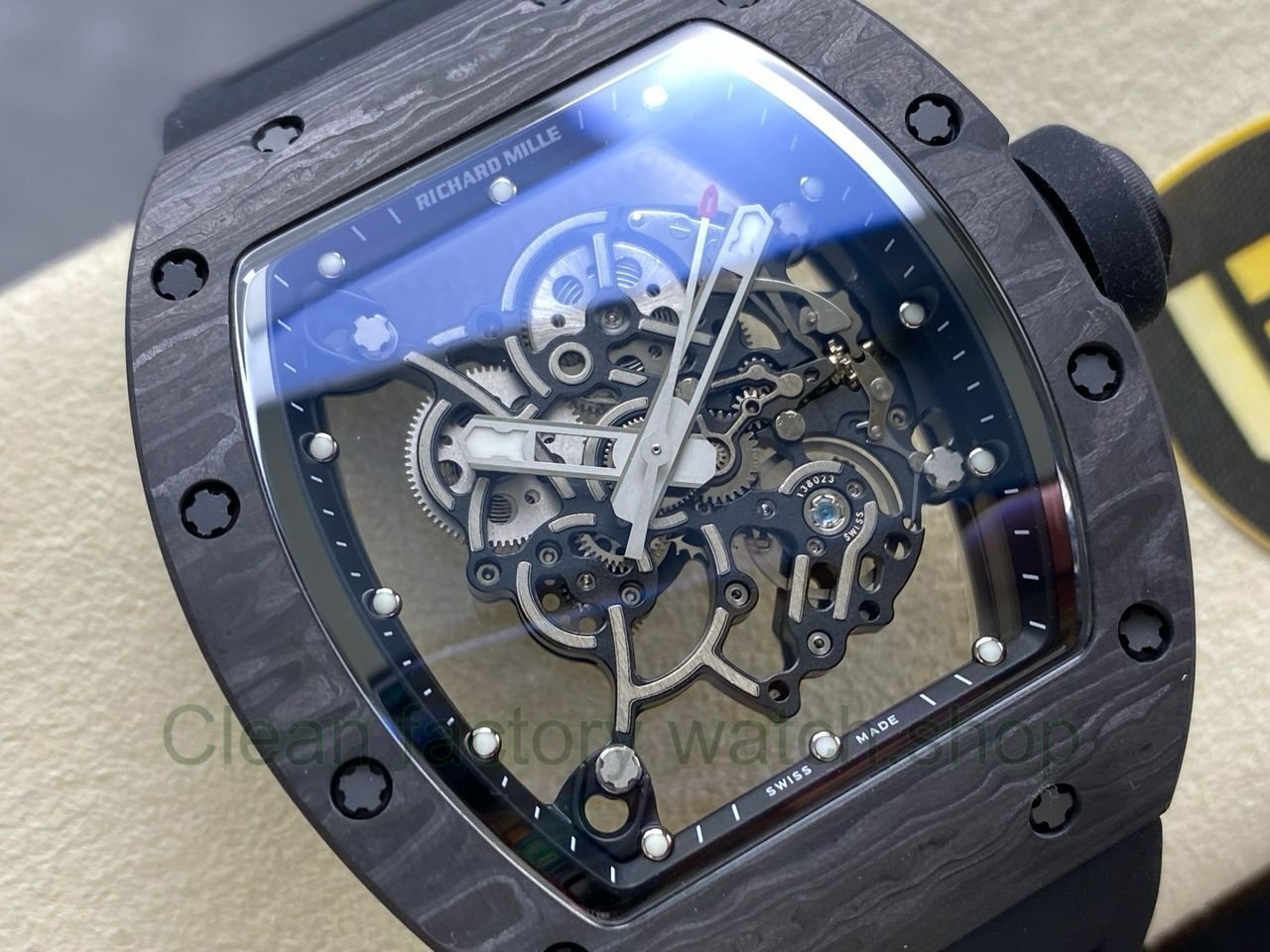NEW Factory Richard Mille RM055 Abu Dhabi 42.7mm Carbon Fiber Black Rubber Strap Skeletonized Black Dia (7) NEW Factory Richard Mille RM055 Abu Dhabi 42.7mm Carbon Fiber Black Rubber Strap Skeletonized Black Dia (7)
