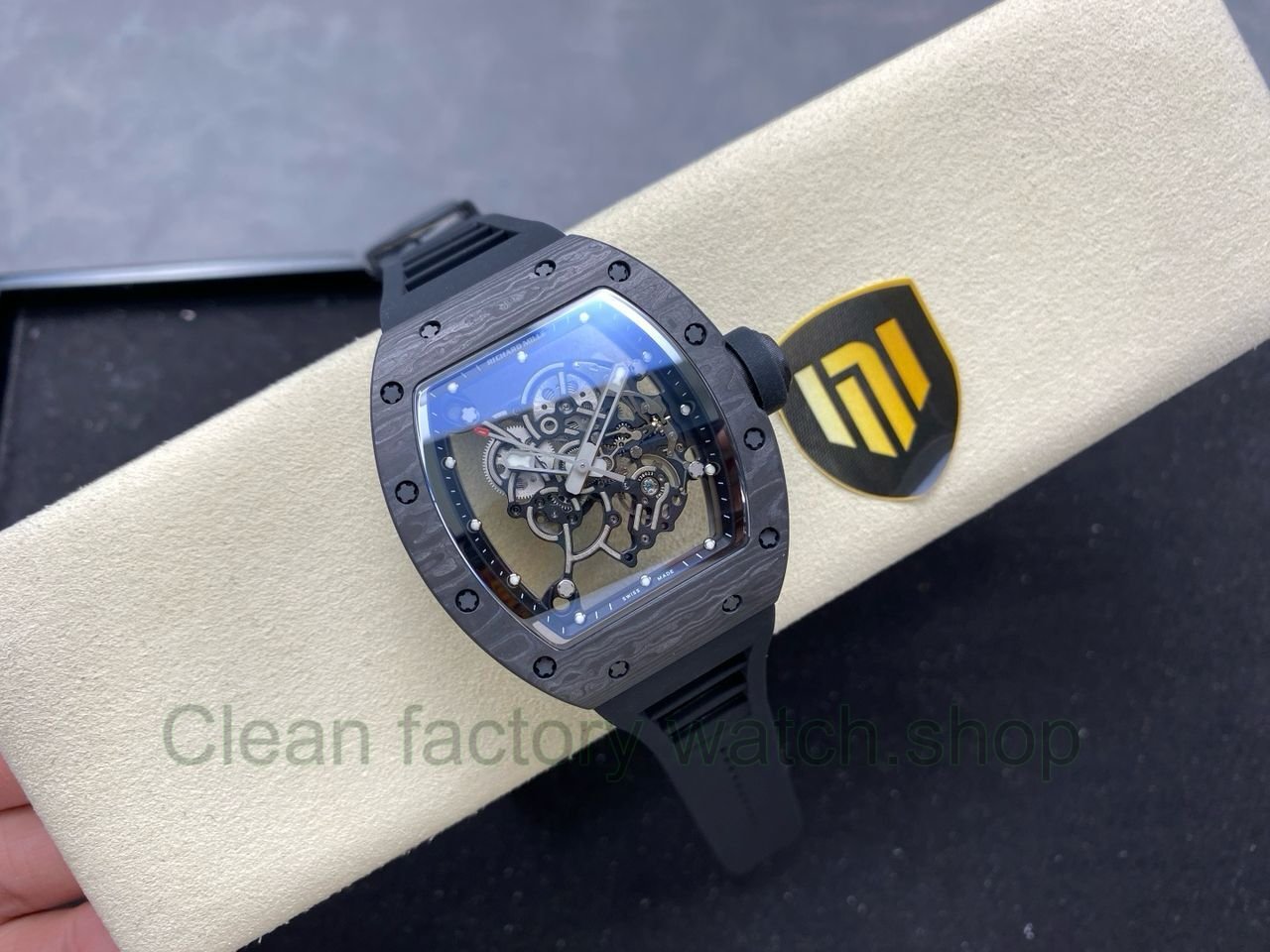 NEW Factory Richard Mille RM055 Abu Dhabi 42.7mm Carbon Fiber Black Rubber Strap Skeletonized Black Dia (9) NEW Factory Richard Mille RM055 Abu Dhabi 42.7mm Carbon Fiber Black Rubber Strap Skeletonized Black Dia (9)