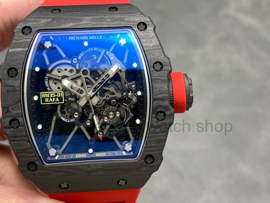 NEW Factory Richard Mille RM35 01 Rafael Nadal 42mm Carbon Fiber Rubber Strap Skeletonized Dial 3 Clean Factory Watch