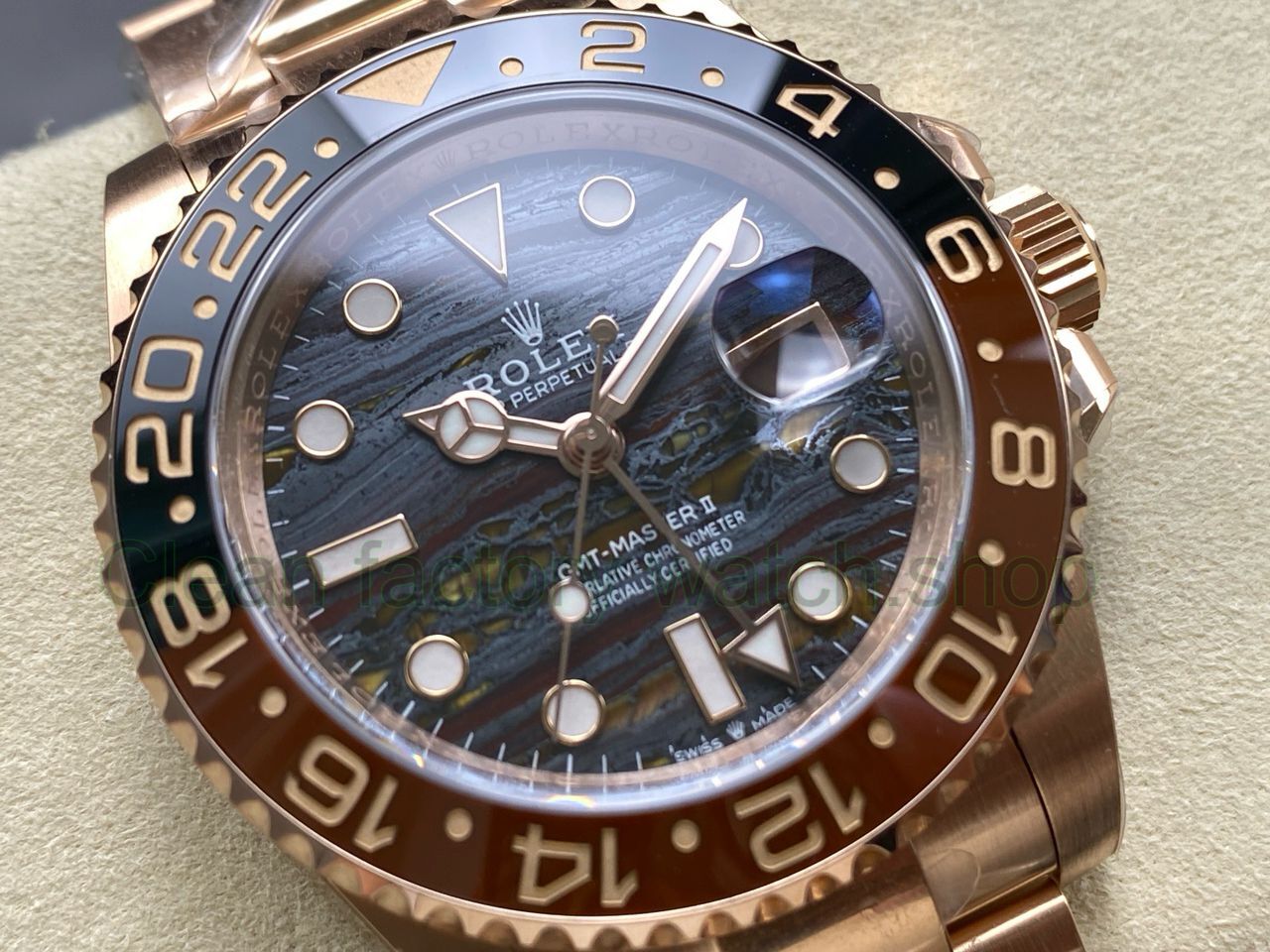 ARF Factory Rolex GMT-Master II 126715CHNR 40mm Full Rose Gold Iron Tiger Eye Stone Dial (11) ARF Factory Rolex GMT-Master II 126715CHNR 40mm Full Rose Gold Iron Tiger Eye Stone Dial (11)