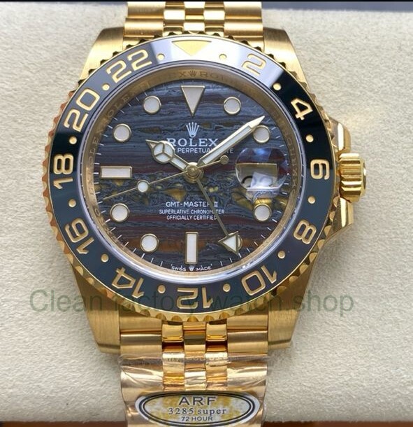 ARF Factory Rolex GMT-Master II 126718GRNR 40mm Full Yellow Gold Iron Tiger Eye Stone Dial 1 ARF Factory Rolex GMT Master II 126718GRNR 40mm Full Yellow Gold Iron Tiger Eye Stone Dial 5 Clean Factory Watch