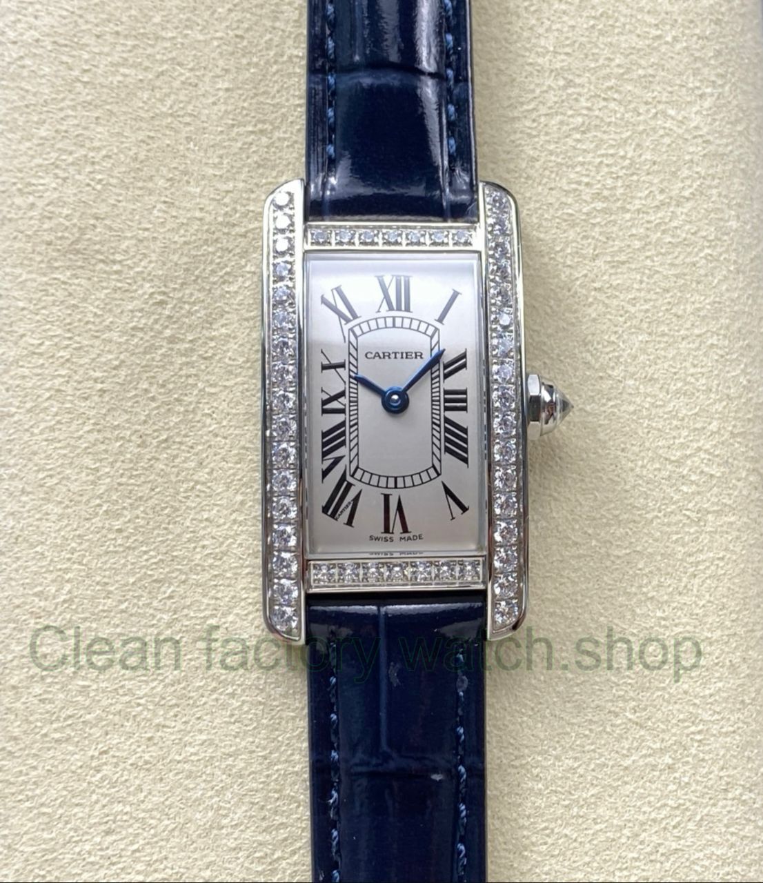 8848 Factory Cartier Tank Américaine 19mm Diamond Bezel Roman Numerals Silver Dial 1 8848 Factory Cartier Tank Américaine 19mm Diamond Bezel Roman Numerals Silver Dial