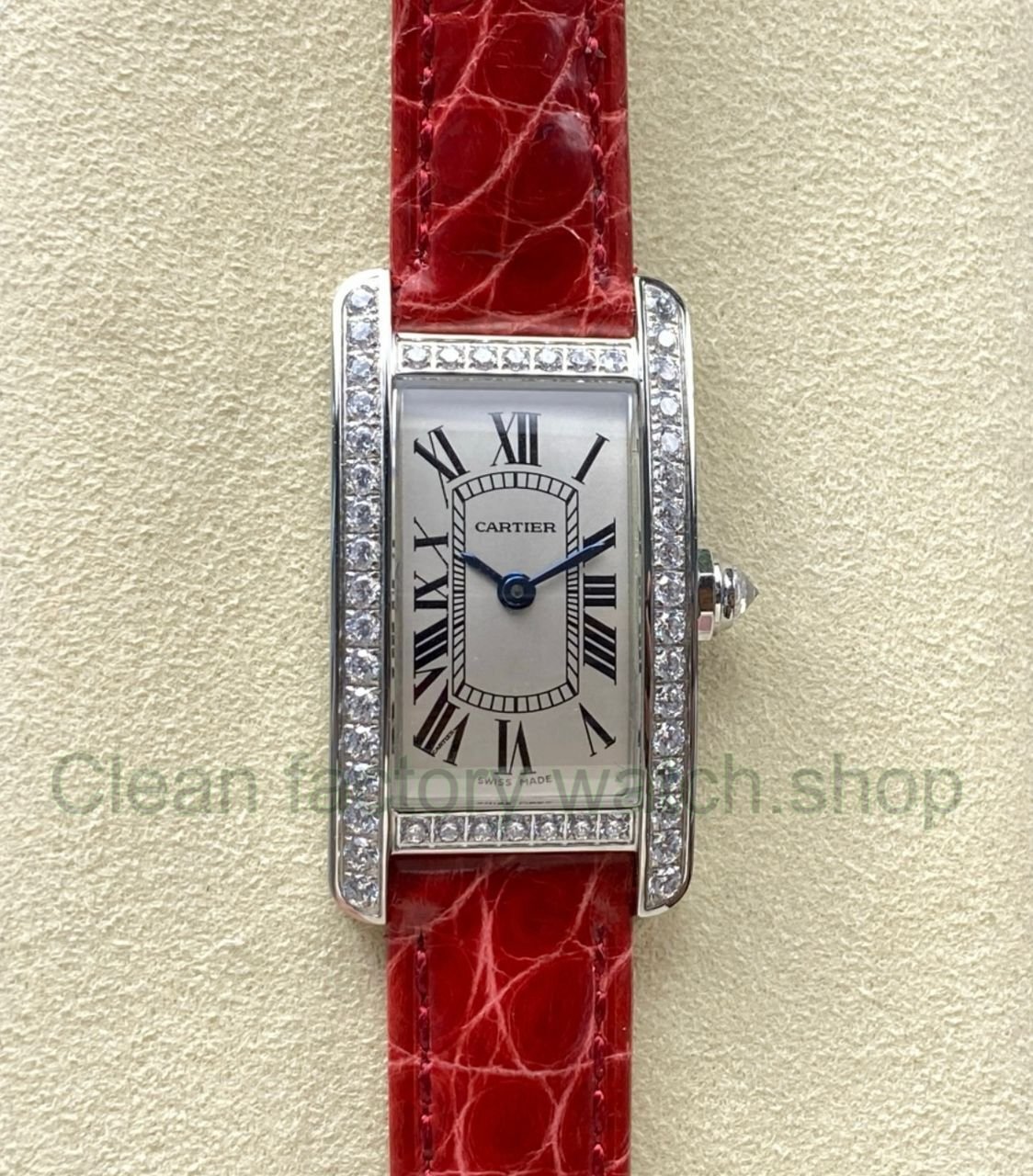 8848 Factory Cartier Tank Americaine 19mm Roman Numerals Silver Dial 15 Clean Factory Watch