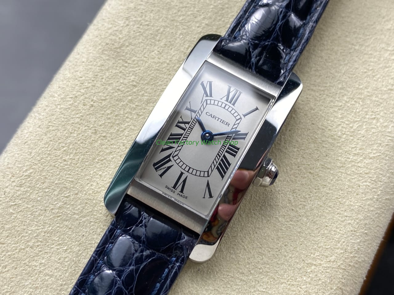 8848 Factory Cartier Tank Américaine 19mm W2601956 Crocodile leather Roman Numerals Silver Dial (2) 8848 Factory Cartier Tank Américaine 19mm W2601956 Crocodile leather Roman Numerals Silver Dial (2)