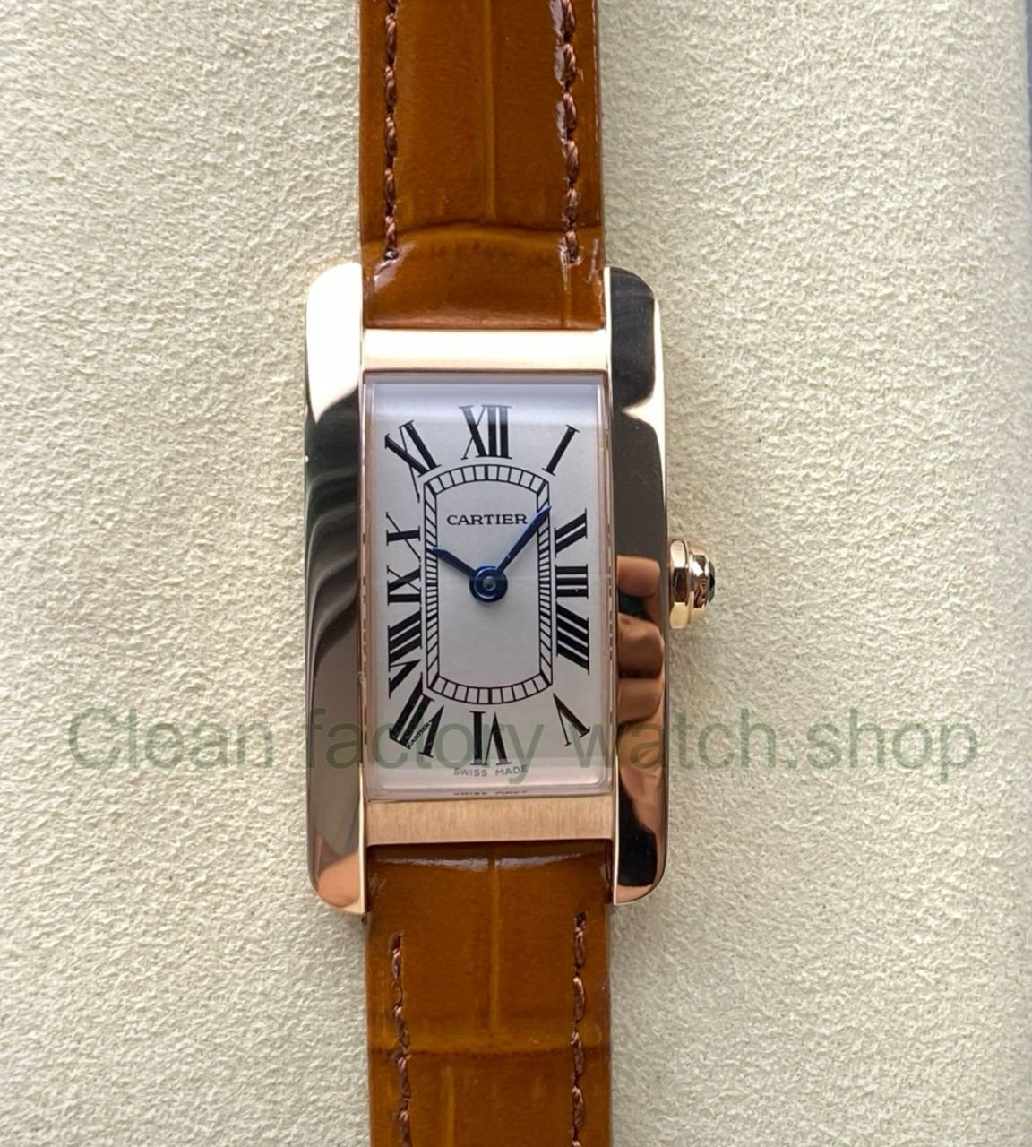 8848 Factory Cartier Tank Americaine W260745619mm Roman Numerals Silver Dial 13 Clean Factory Watch