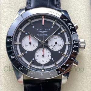 AF Factory Longines Conquest Chronograph L3.835.4.52.6 42mm Steel Leather Strap White Eyes B 6 Clean Factory Watch