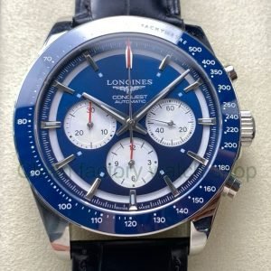 AF Factory Longines Conquest Chronograph L3.835.4.91.2 42mm Steel Leather Strap White Eyes Blue Dial 20 AF Factory Longines Conquest Chronograph L3.835.4.91.2 42mm Steel Leather Strap White Eyes Blue 1 Clean Factory Watch