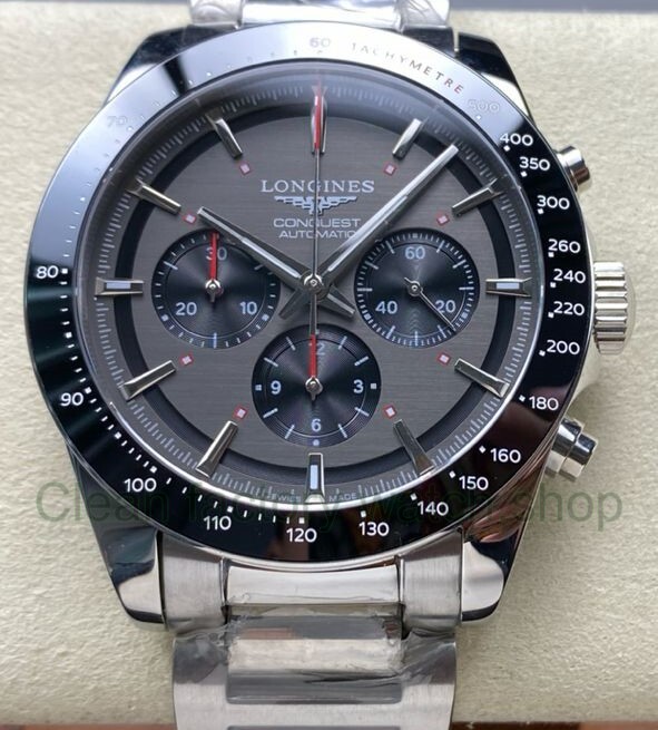 AF Factory Longines Conquest Chronograph L3.836.4.52.9 42mm Full Steel Strap Black Eyes Gray Dial 1 AF Factory Longines Conquest Chronograph L3.836.4.52.9 42mm Full Steel Strap Black Eyes Gray Dia 9 Clean Factory Watch
