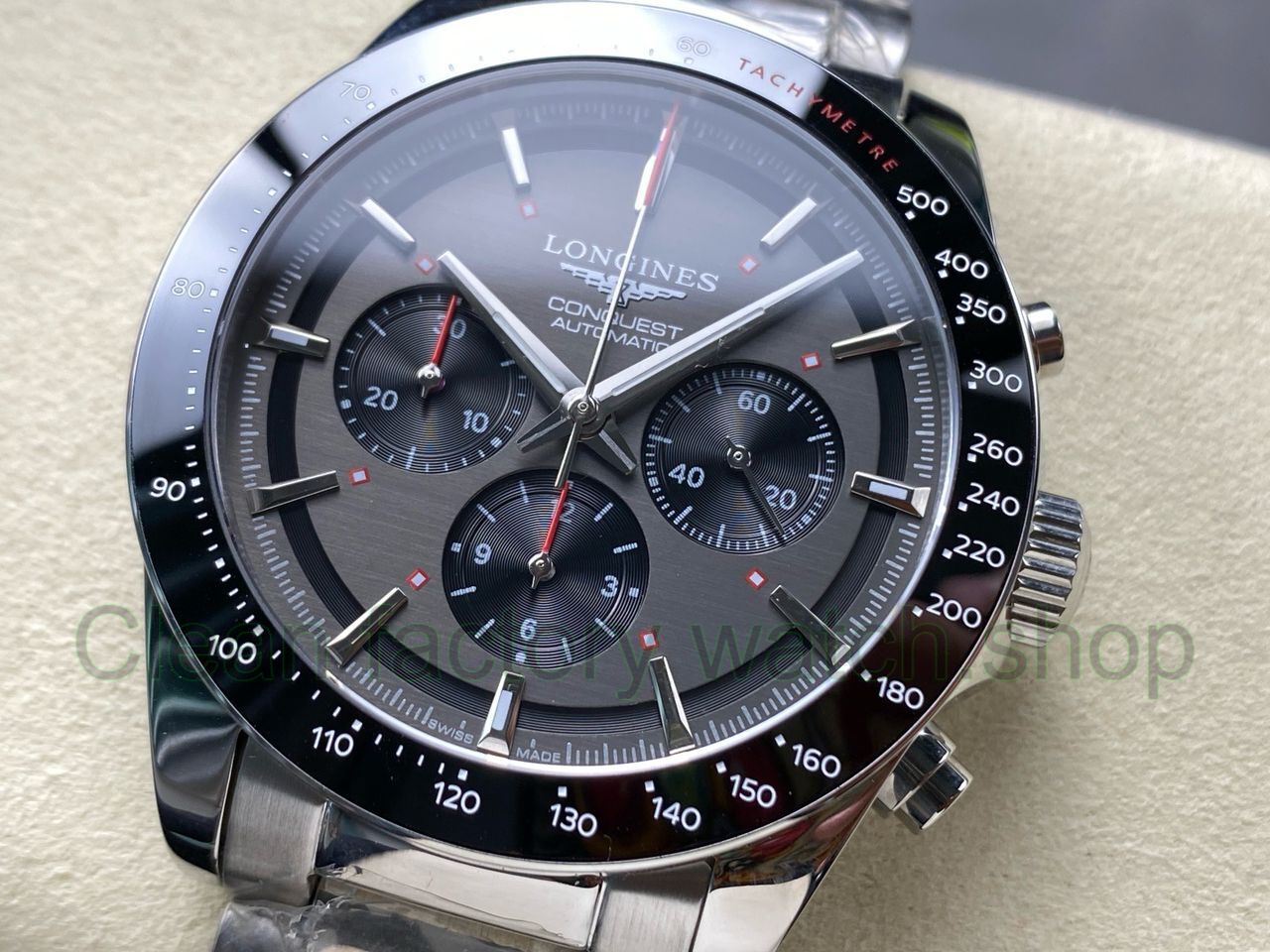 AF Factory Longines Conquest Chronograph L3.836.4.52.9 42mm Full Steel Strap Black Eyes Gray Dia AF Factory Longines Conquest Chronograph L3.836.4.52.9 42mm Full Steel Strap Black Eyes Gray Dia