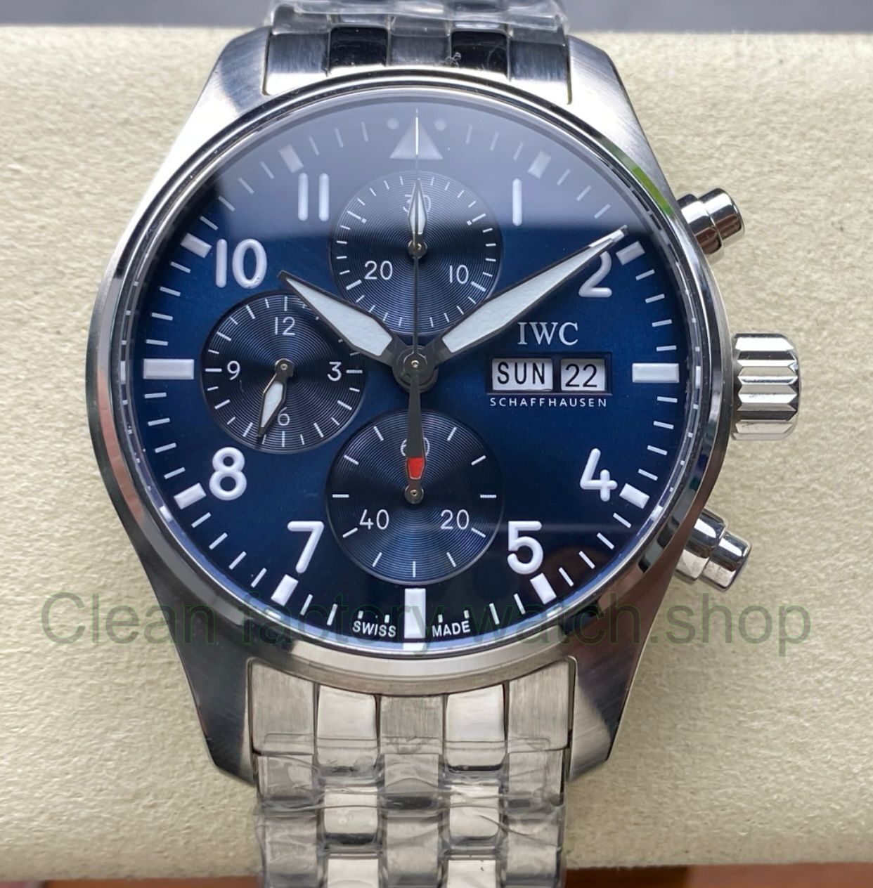 BLS Factory IWC Pilot Chronograph IW388102 41mm Arabic Numerals Blue Dial 1 BLS Factory IWC Pilot Chronograph IW388102 41mm Arabic Numerals Blue Dial 13 Clean Factory Watch