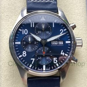 BLS Factory IWC Pilot Chronograph IW388102 41mm Leather Strap Blue Dial 12 Clean Factory Watch