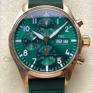 BLS Factory IWC Pilot Chronograph IW388110 41mm Rubber Strap Green Dial 2 Clean Factory Watch