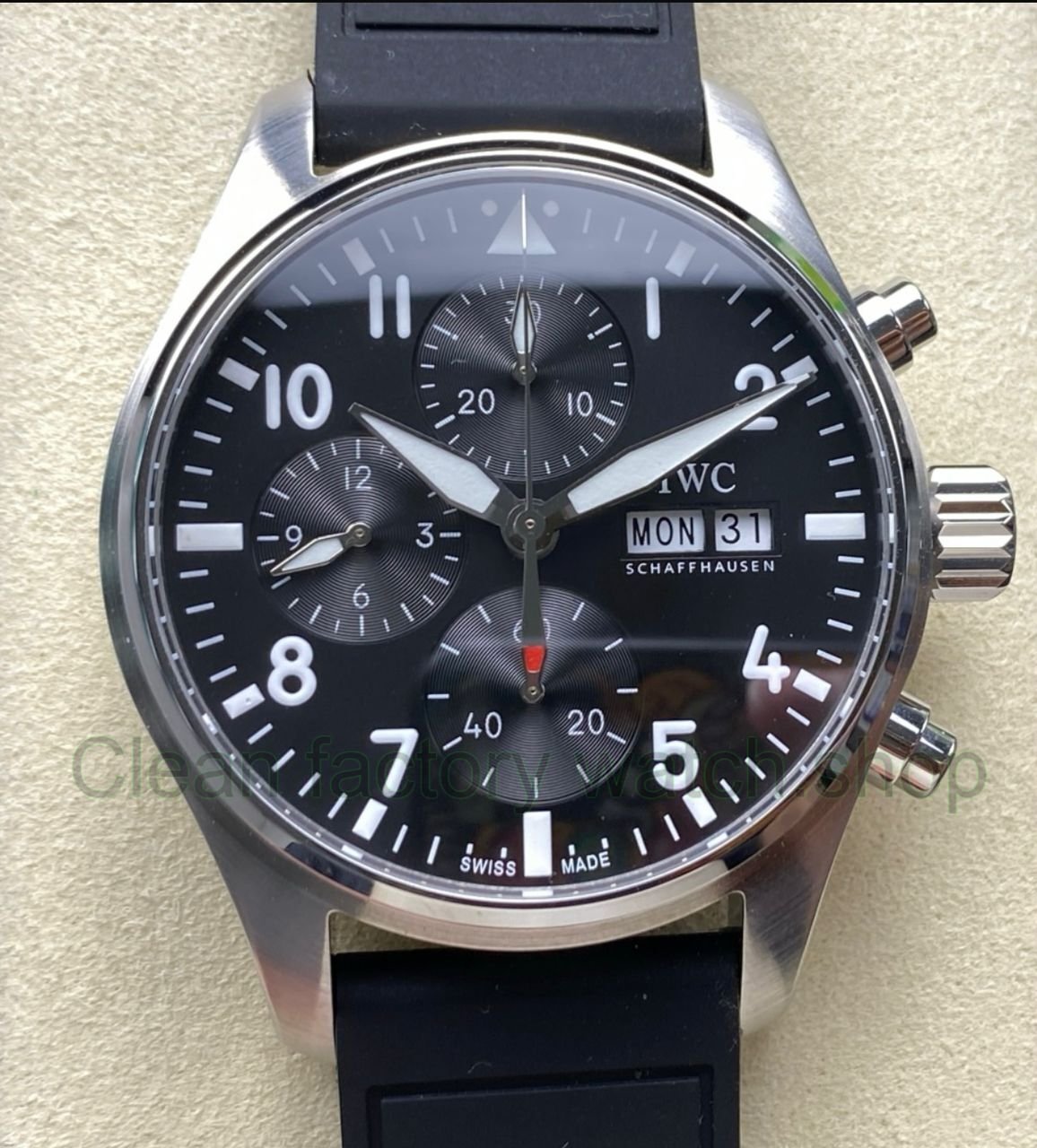 BLS Factory IWC Pilot Chronograph IW388111 41mm Arabic Numerals Black Dial 1 BLS Factory IWC Pilot Chronograph IW388111 41mm Arabic Numerals Black Dial 3 Clean Factory Watch