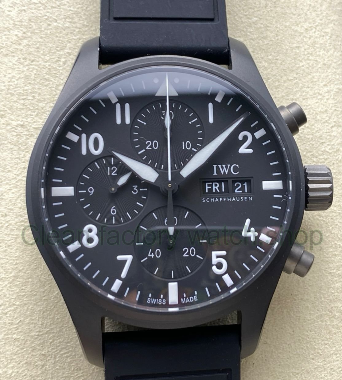 BLS Factory IWC Pilot Chronograph Top Gun IW388106 41mm Black Dial 2 Clean Factory Watch