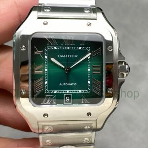 J12 Factory Cartier Santos WSSA0062 39.8mm Roman Numerals Green Dial 10 J12 Factory Cartier Santos WSSA0062 39.8mm Roman Numerals Green Dial 8 Clean Factory Watch