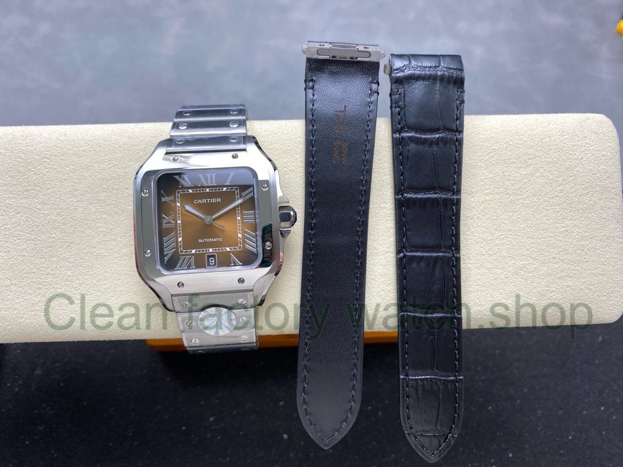 J12 Factory Cartier Santos WSSA0064 39.8mm Roman Numerals Brown Dial (3) J12 Factory Cartier Santos WSSA0064 39.8mm Roman Numerals Brown Dial (3)