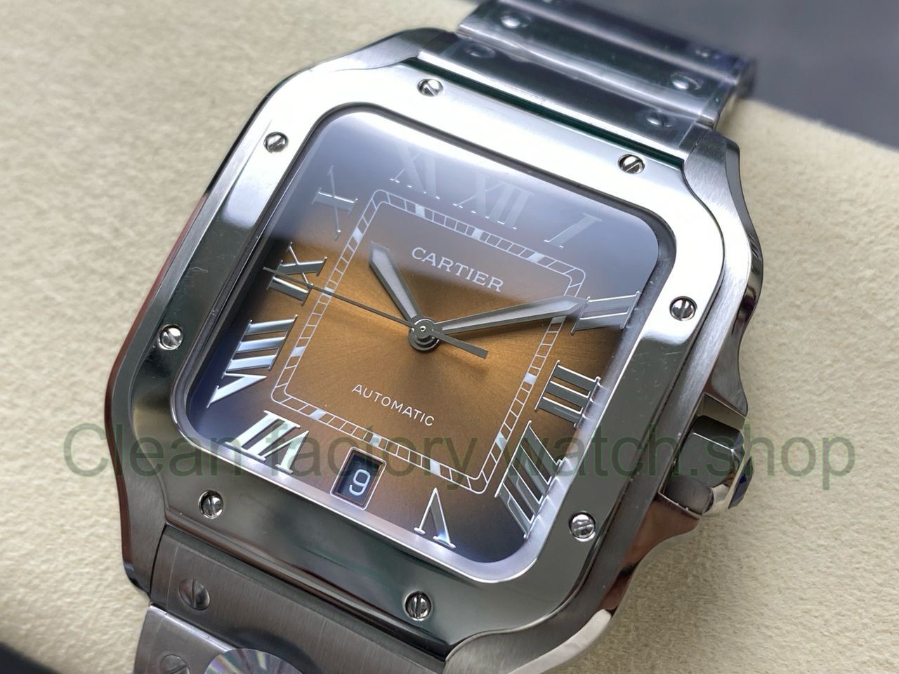 J12 Factory Cartier Santos WSSA0064 39.8mm Roman Numerals Brown Dial (7) J12 Factory Cartier Santos WSSA0064 39.8mm Roman Numerals Brown Dial (7)