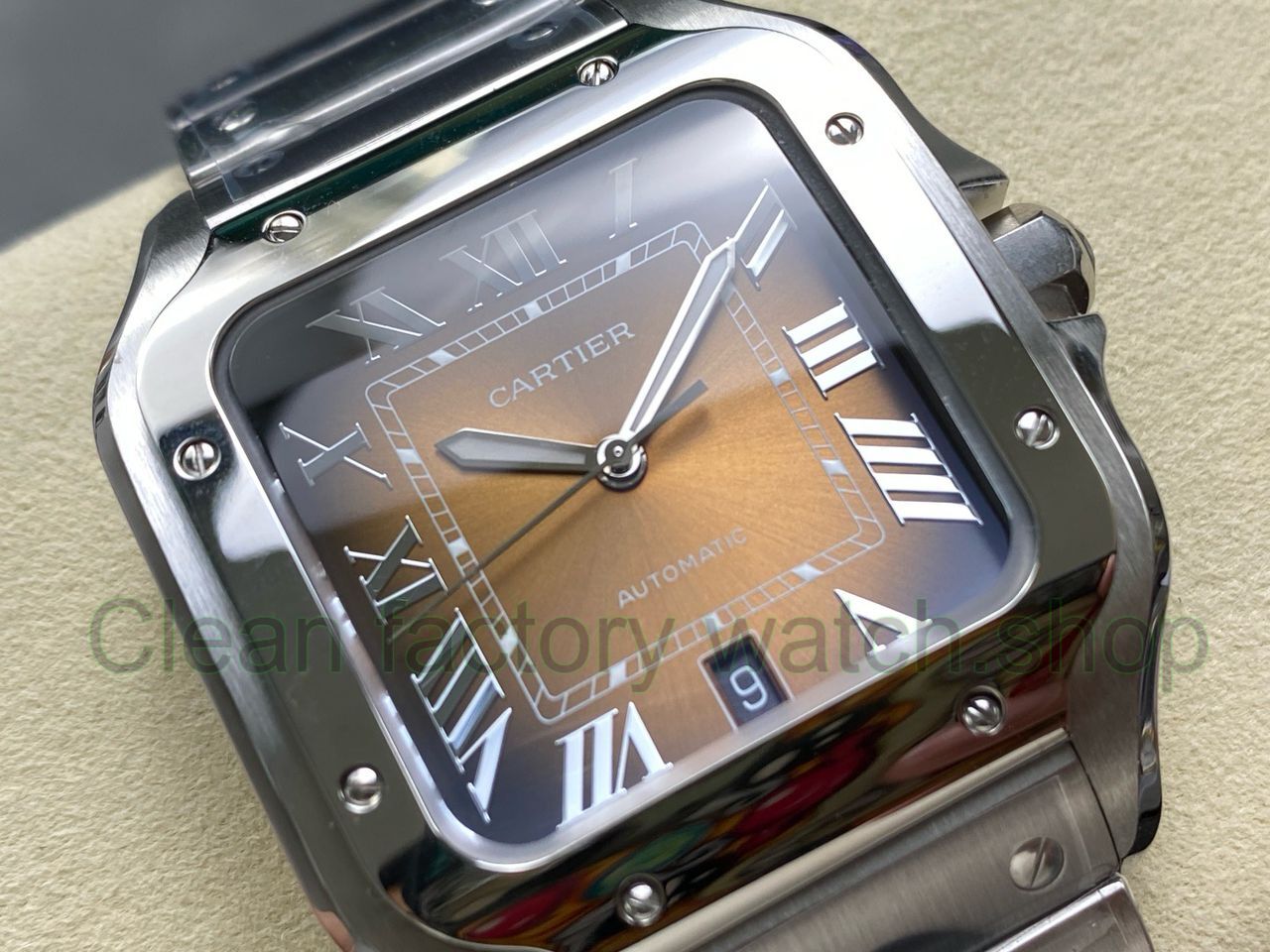 J12 Factory Cartier Santos WSSA0064 39.8mm Roman Numerals Brown Dial (8) J12 Factory Cartier Santos WSSA0064 39.8mm Roman Numerals Brown Dial (8)