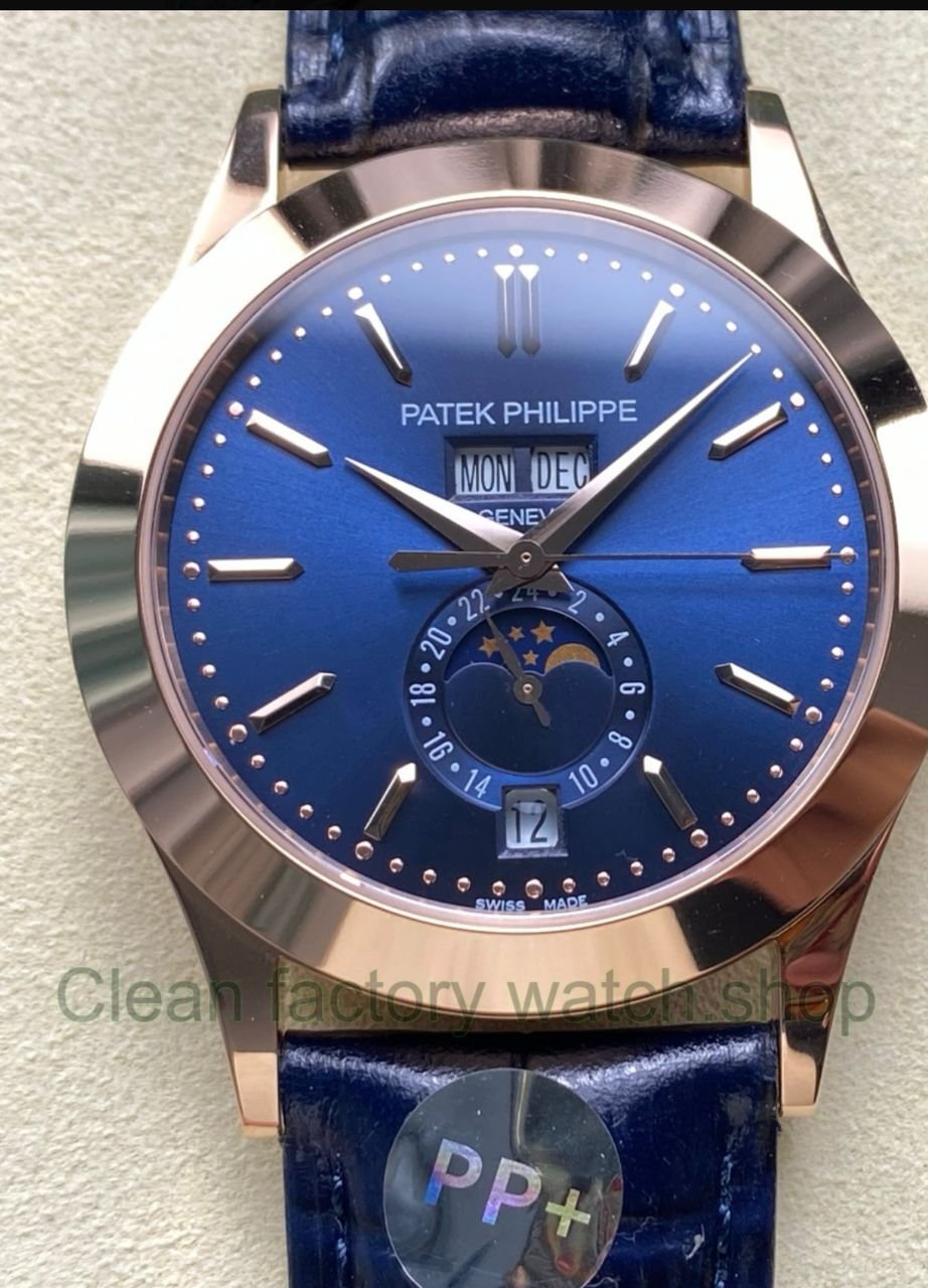 PP+ Factory Patek Philippe Annual Calendar 5396R-015 Rose Gold Baguette Blue Dial 1 PP Factory Patek Philippe Annual Calendar 5396R 015 Rose gold Baguette Blue Dial 1 Clean Factory Watch