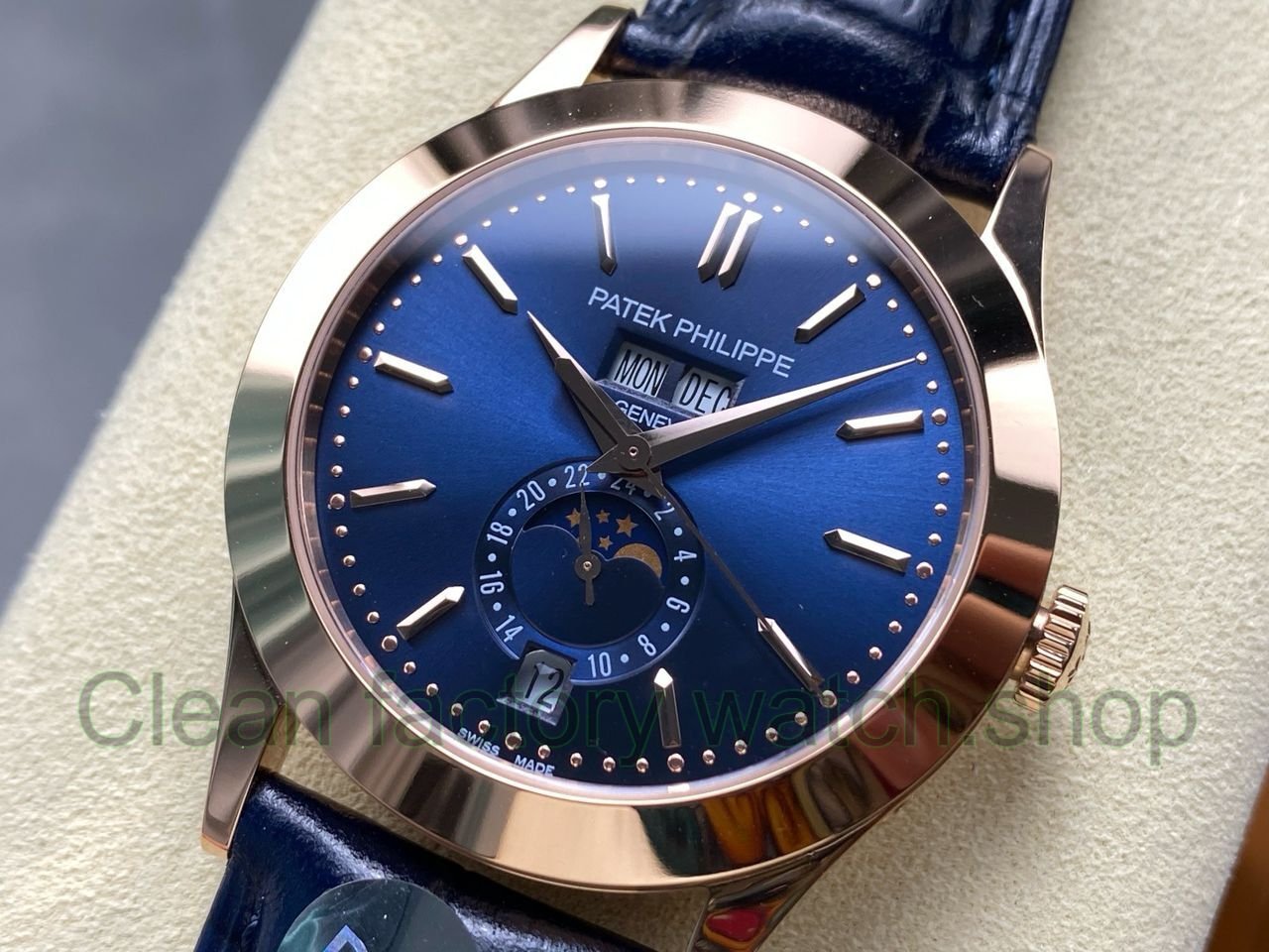 PP+ Factory Patek Philippe Annual Calendar 5396R-015 Rose gold Baguette Blue Dial (5) PP+ Factory Patek Philippe Annual Calendar 5396R-015 Rose gold Baguette Blue Dial (5)