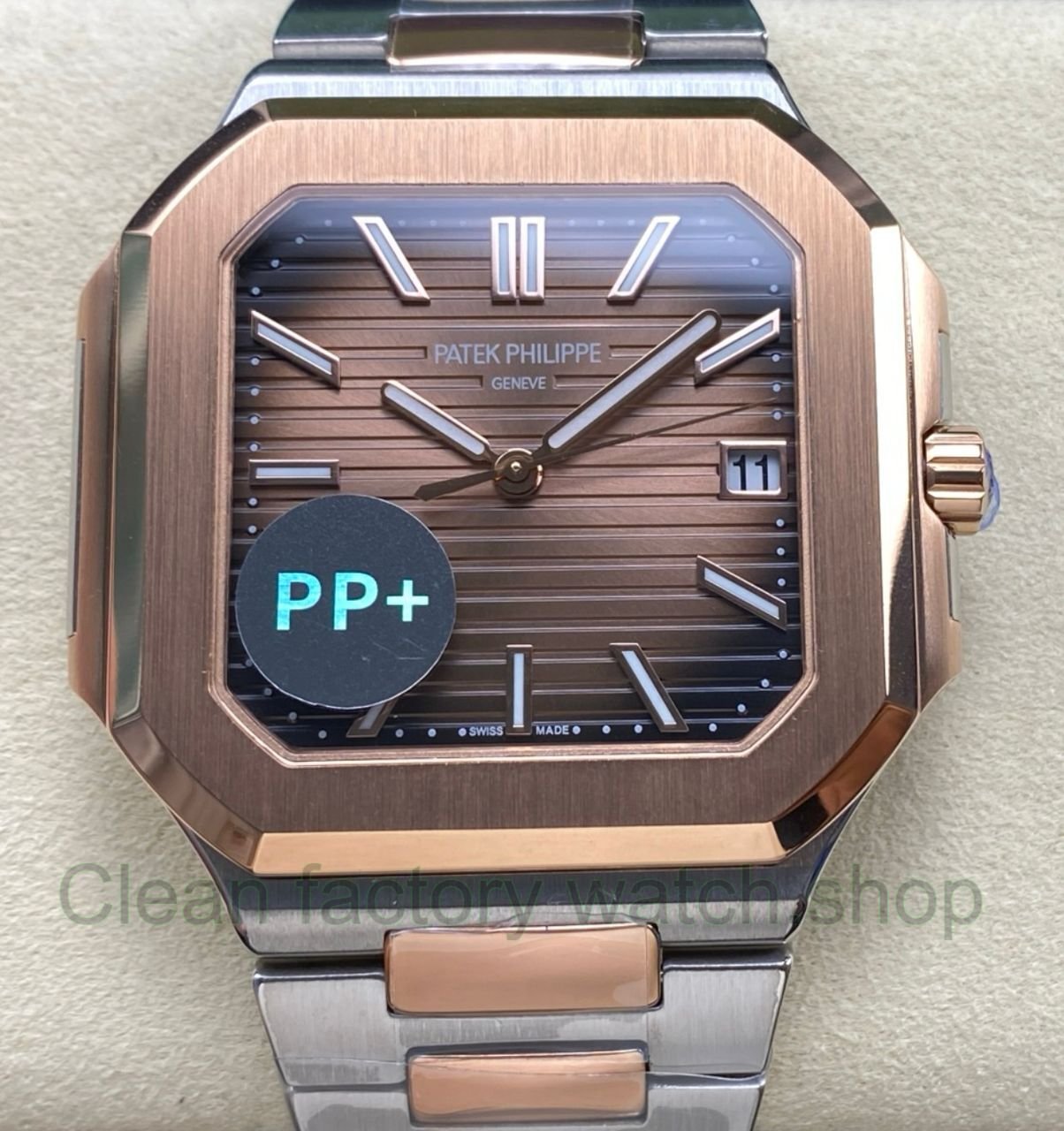 PP Factory Patek Philippe Cubitus 5821 45mm Half Rose Gold Brown Dial 1 Clean Factory Watch