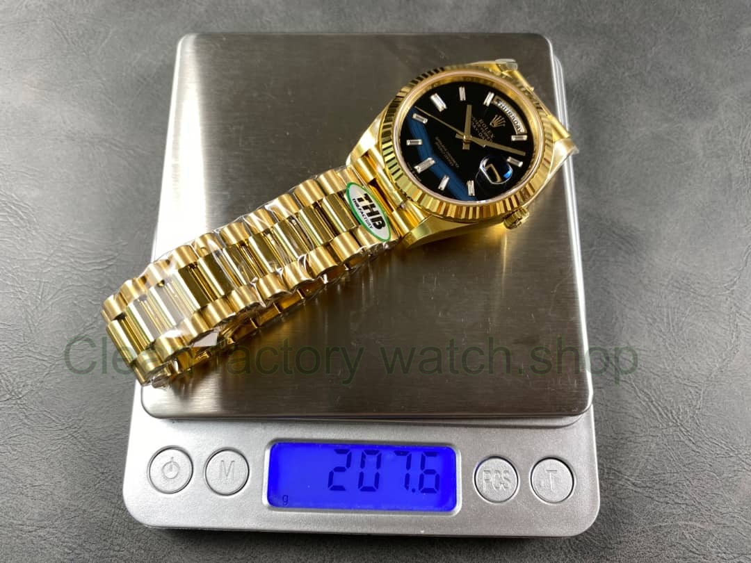 THB Factory Counterweight Rolex Day-Date 228238-0004 40mm Full Rose Gold Diamond Baguette Black Dial (13) THB Factory Counterweight Rolex Day-Date 228238-0004 40mm Full Rose Gold Diamond Baguette Black Dial (13)