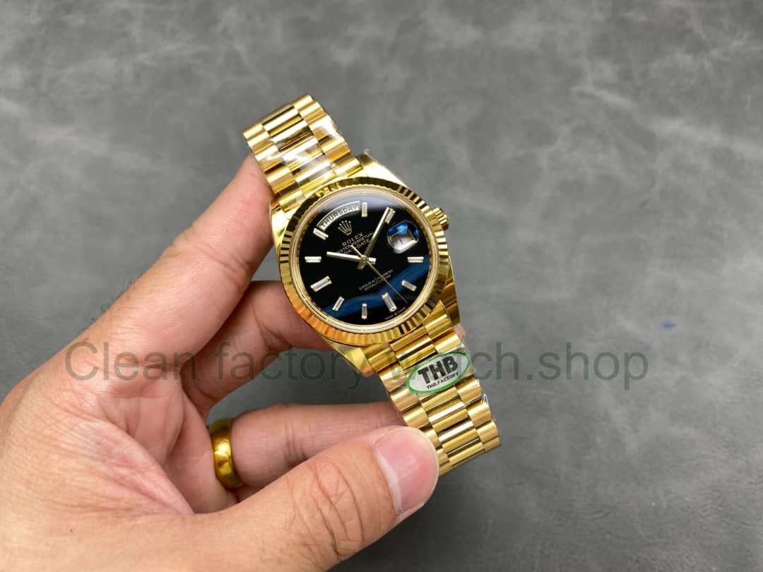 THB Factory Counterweight Rolex Day-Date 228238-0004 40mm Full Rose Gold Diamond Baguette Black Dial (4) THB Factory Counterweight Rolex Day-Date 228238-0004 40mm Full Rose Gold Diamond Baguette Black Dial (4)