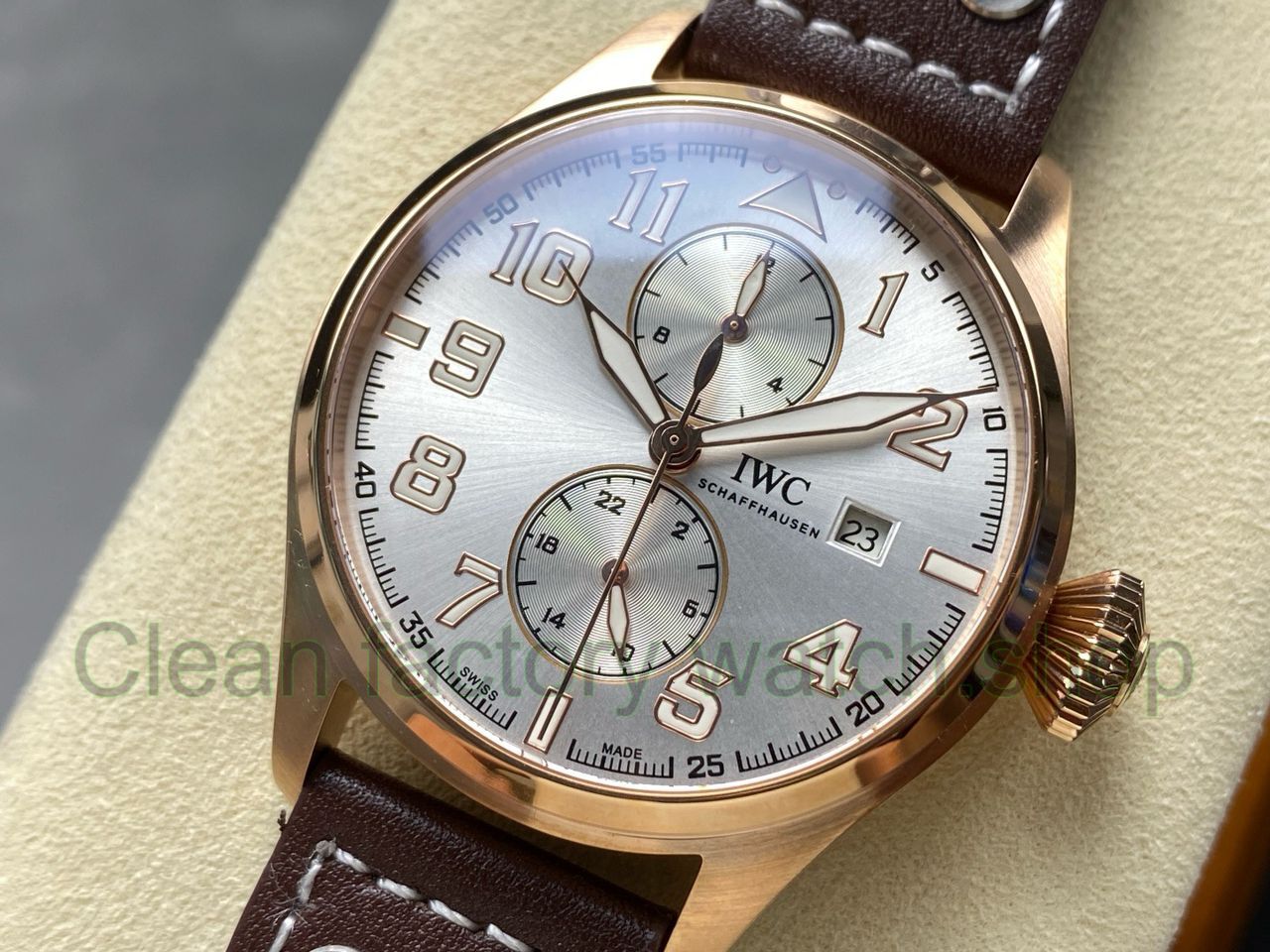 TW Factory IWC Big Pilot 46mm Rose Gold Arabic Numerals Silver Dial (3) TW Factory IWC Big Pilot 46mm Rose Gold Arabic Numerals Silver Dial (3)