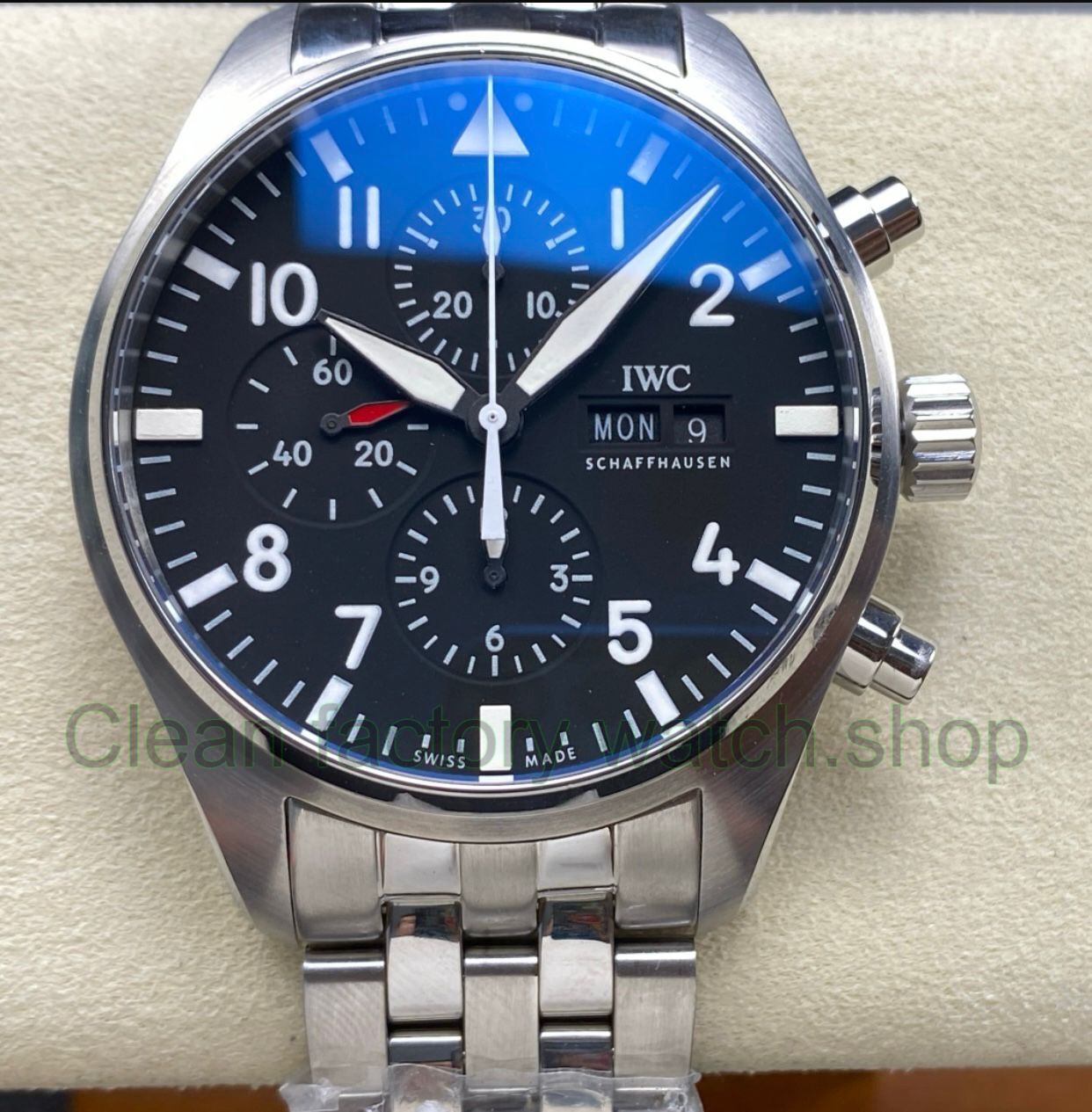 TW Factory IWC Pilot Chronograph IW377710 43mm Arabic Numerals Black Dial 5 Clean Factory Watch