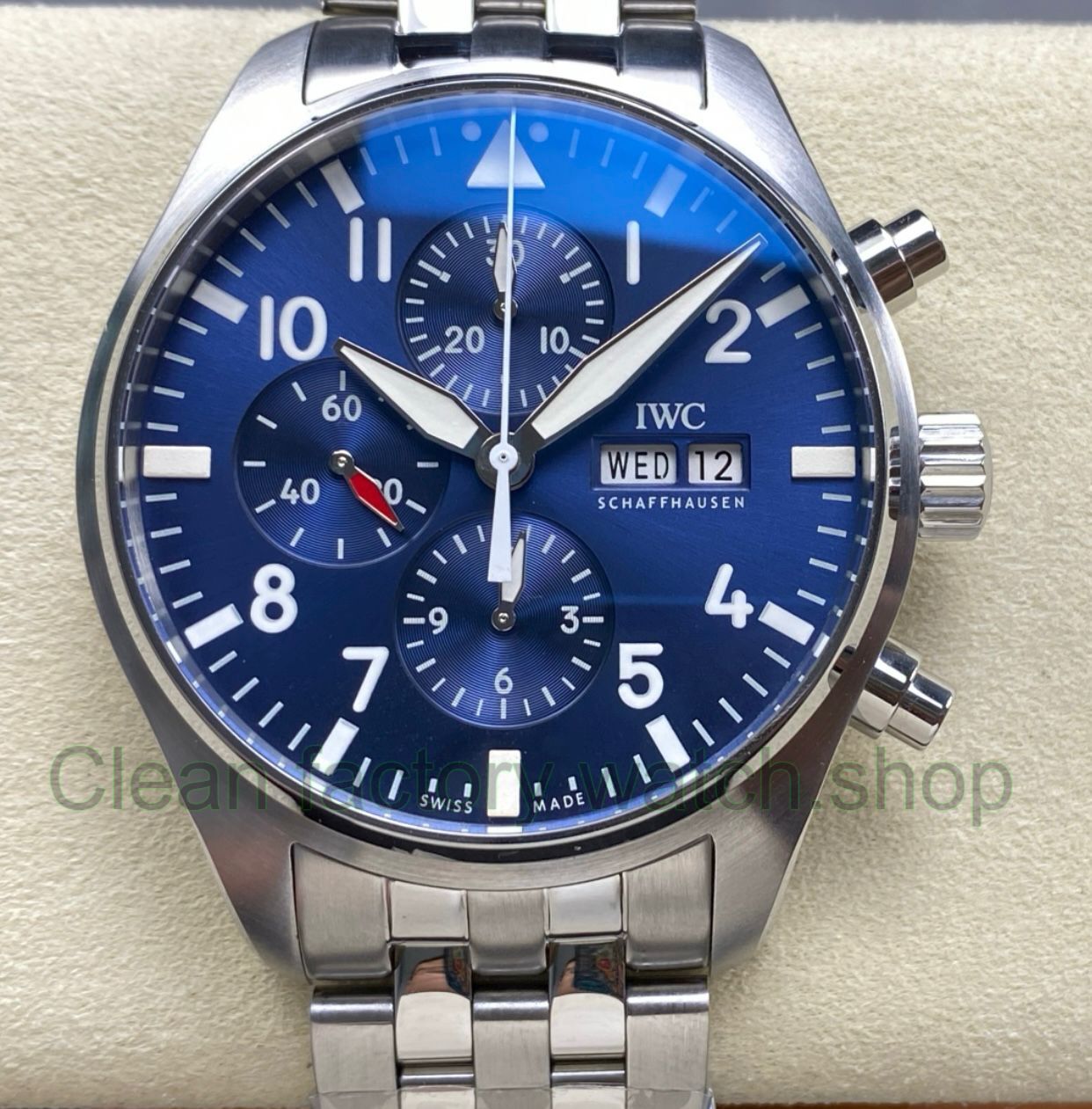 TW Factory IWC Pilot Chronograph IW377717 43mm Arabic Numerals blue Dial Clean Factory Watch