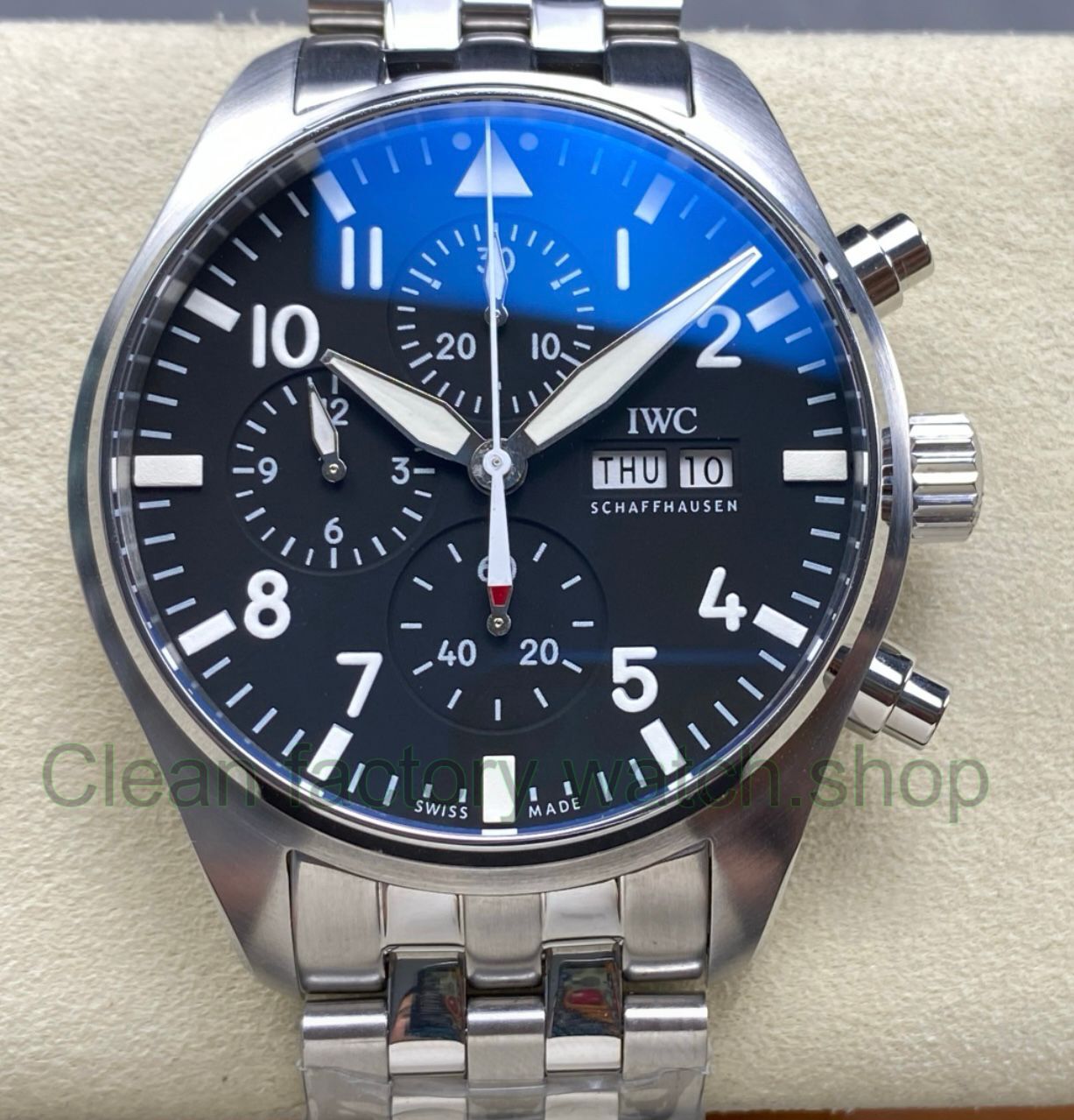 TW Factory IWC Pilot Chronograph IW388113 43mm Arabic Numerals Black Dial 1 TW Factory IWC Pilot Chronograph IW388113 43mm Arabic Numerals Black Dial 1 Clean Factory Watch