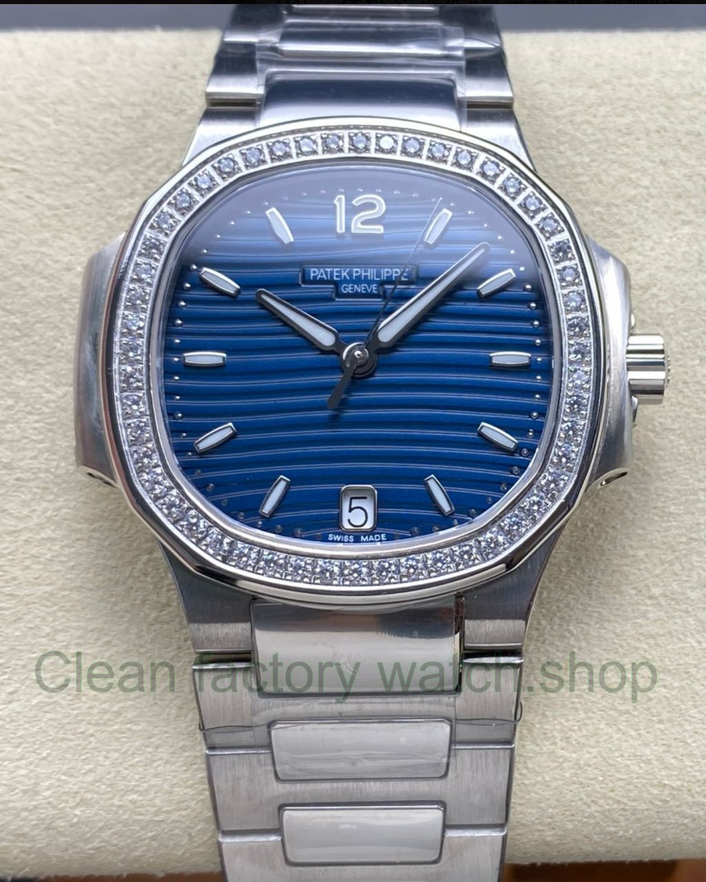 TW Factory Patek Philippe Nautilus 71181200A 001 Diamond Bezel Blue Dial 7 Clean Factory Watch