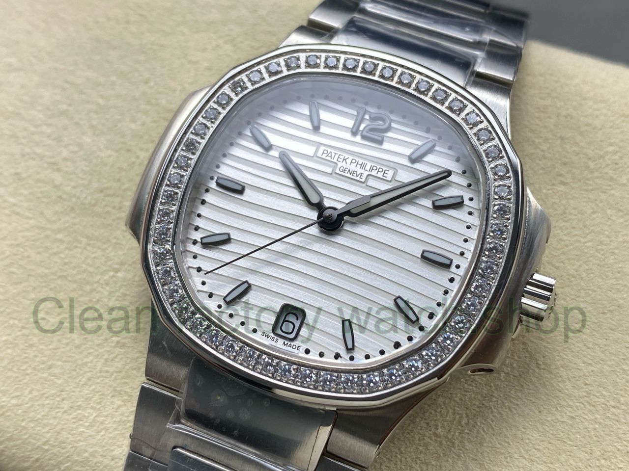 TW Factory Patek Philippe Nautilus 71181200A-010 Diamond Bezel White Dial (8) TW Factory Patek Philippe Nautilus 71181200A-010 Diamond Bezel White Dial (8)