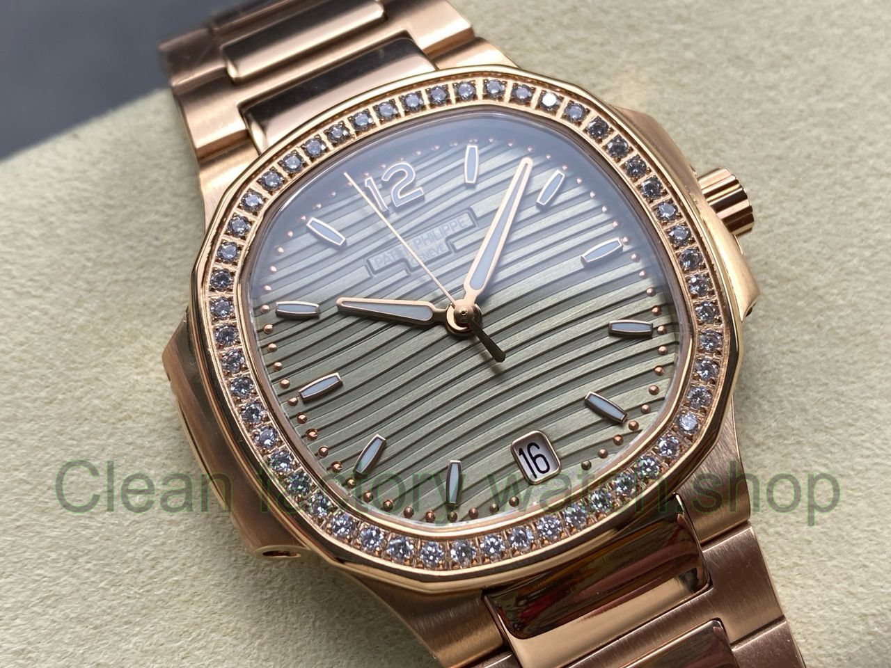 TW Factory Patek Philippe Nautilus 71181200R-010 Rose Gold Diamond Bezel Golden Champagne Dial (9) TW Factory Patek Philippe Nautilus 71181200R-010 Rose Gold Diamond Bezel Golden Champagne Dial (9)