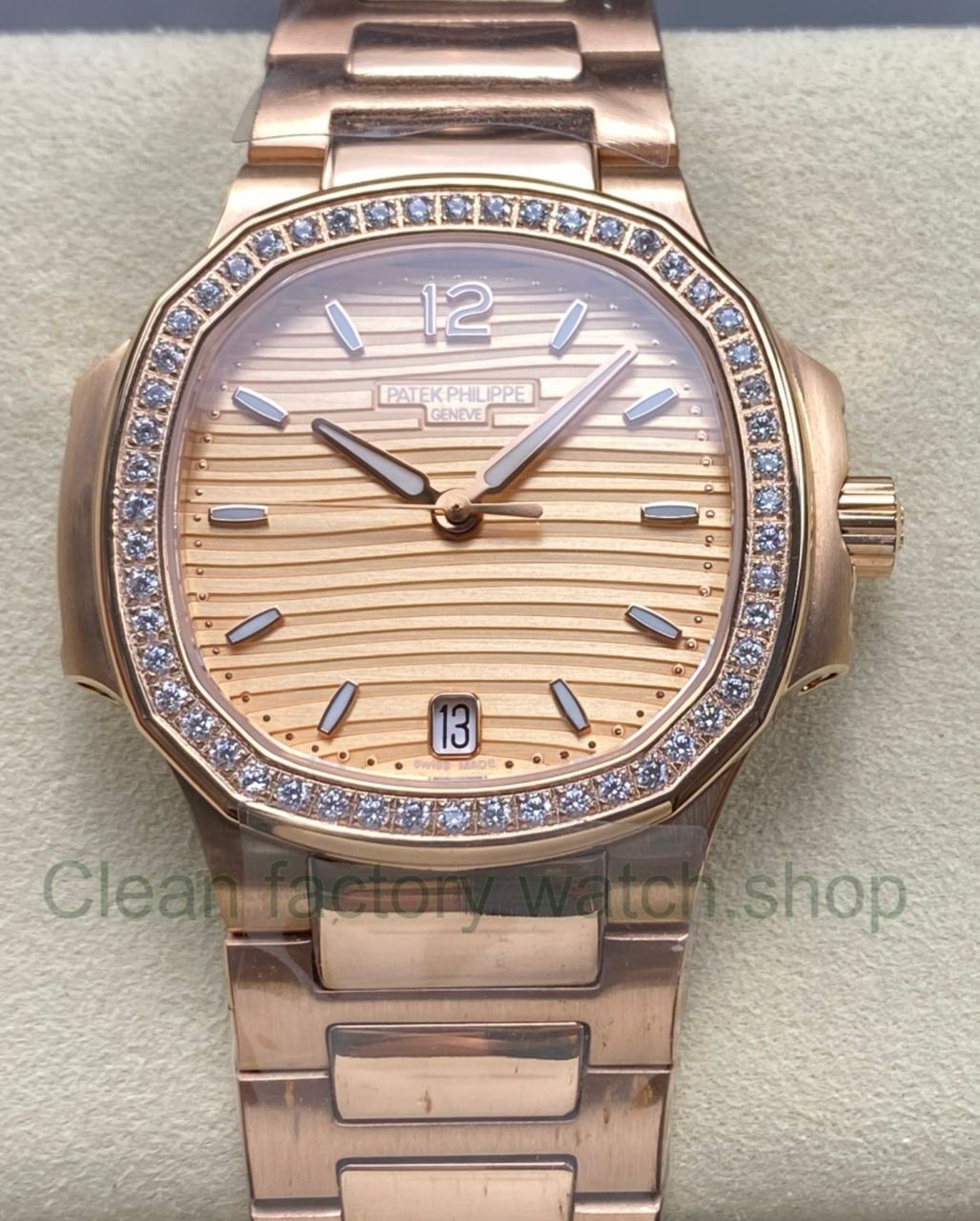 TW Factory Patek Philippe Nautilus 71181200R-010 Rose Gold Diamond Bezel Golden brown Dial 1 TW Factory Patek Philippe Nautilus 71181200R 010 Rose Gold Diamond Bezel Golden brown Dial 1 Clean Factory Watch