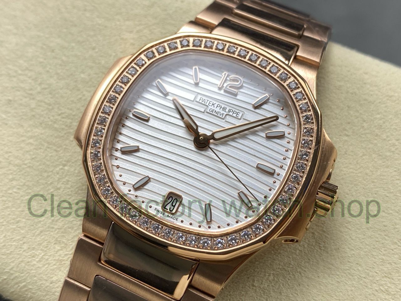 TW Factory Patek Philippe Nautilus 71181R-001 Rose Gold Diamond Bezel White Dial (3) TW Factory Patek Philippe Nautilus 71181R-001 Rose Gold Diamond Bezel White Dial (3)