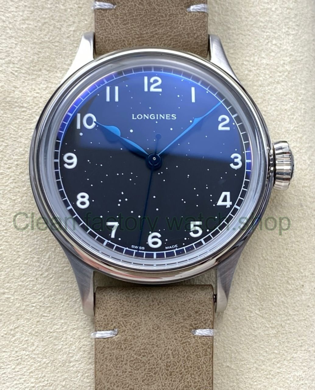 VC Factory Longines Heritage L28194932 38.5mm Steel Calf skin Strap Arabic Numerals Black Dial 9 Clean Factory Watch