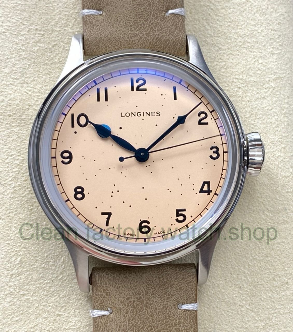VC Factory Longines Heritage L28194932 38.5mm Steel Calf skin Strap Arabic Numerals Champagn 6 Clean Factory Watch
