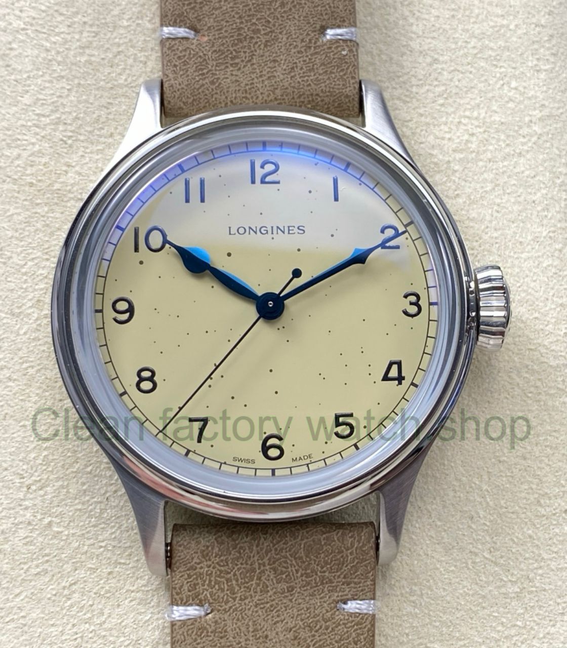 VC Factory Longines Heritage L28194932 38.5mm Steel Calf skin Strap Arabic Numerals Yellow Dial 7 Clean Factory Watch